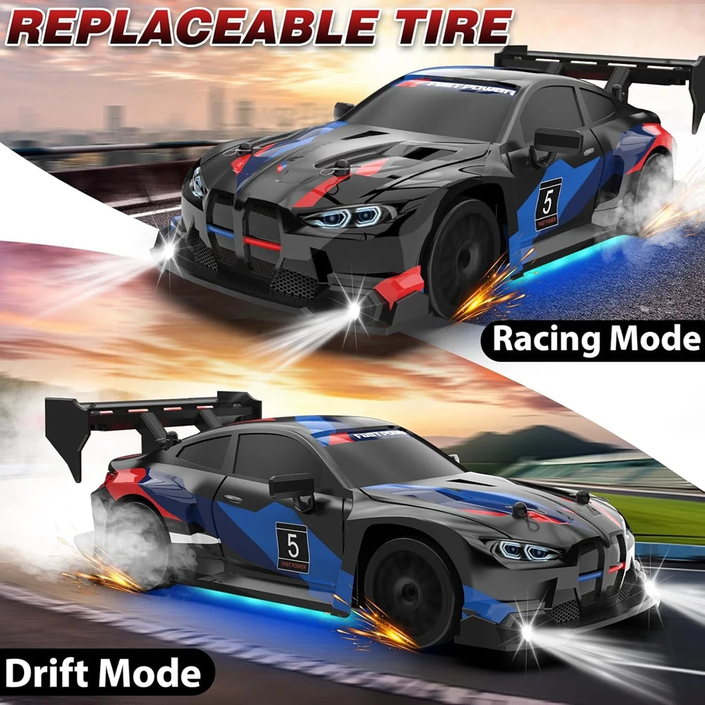 4WD RC Drift Car with LED Lights – 2.4GHz High Speed Off-Road Racing Truck