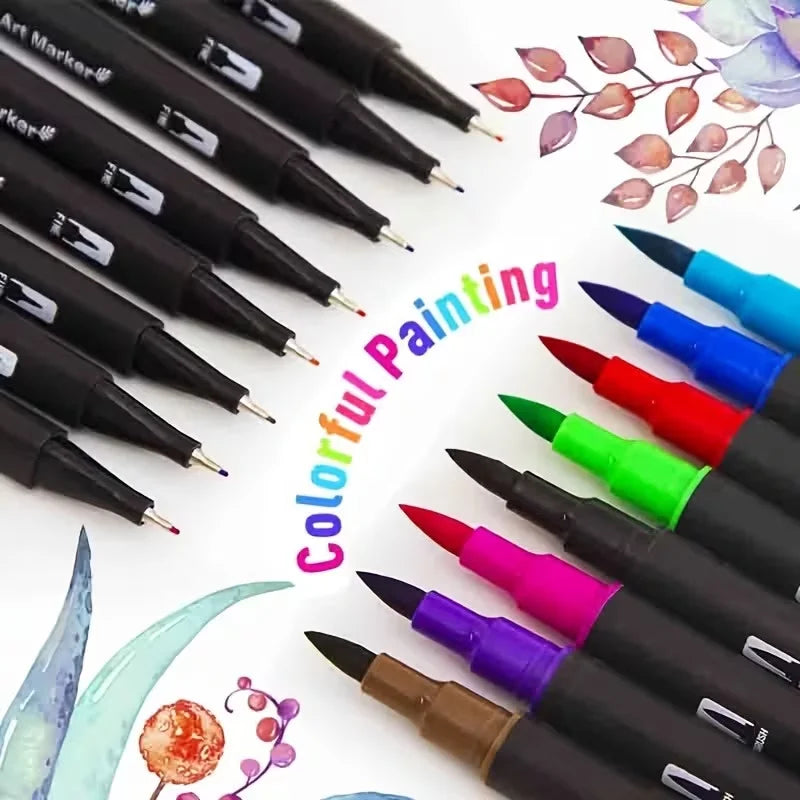 Vibrant Double-Ended Watercolor Markers – 24-Color Art Set