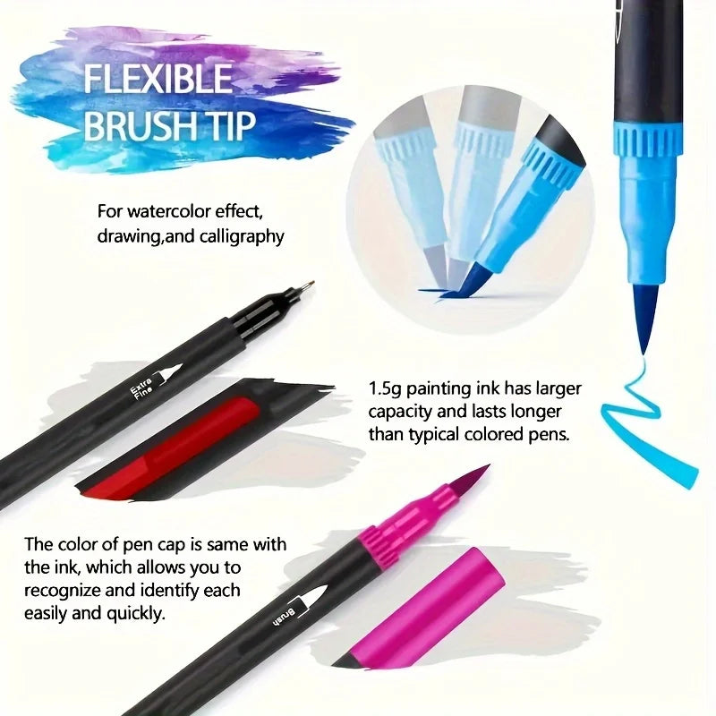 Vibrant Double-Ended Watercolor Markers – 24-Color Art Set