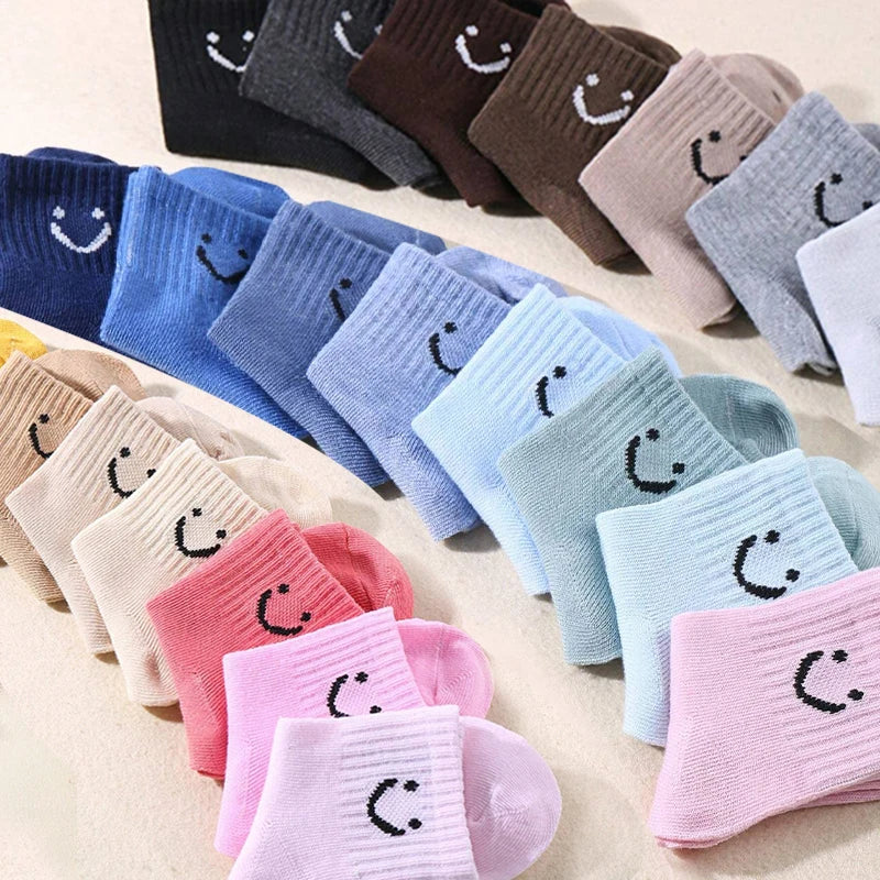 Kids Smiling Face Mid-Calf Socks – 10 Pairs Unisex for Boys & Girls Ages 1–12